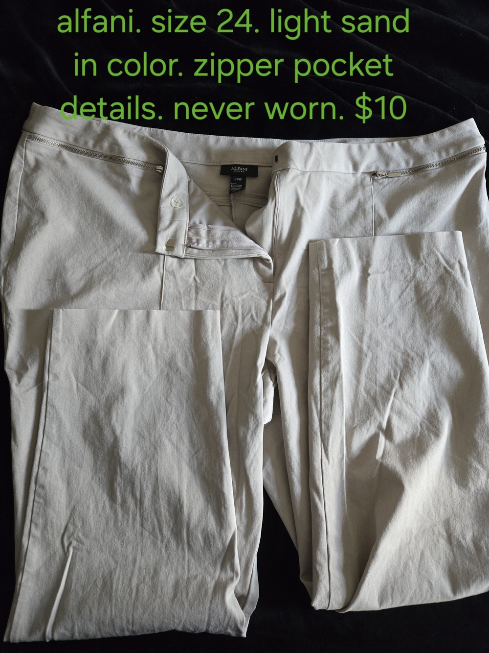 Alfani Light Sand Stretch Trousers with Zipper Pockets